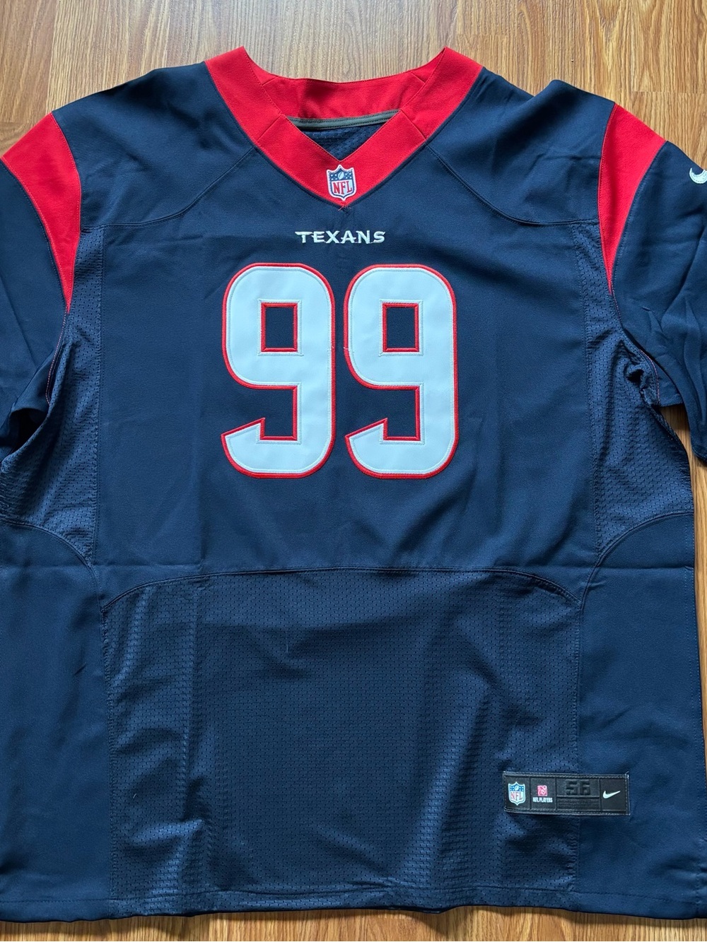 JJ Watt #99 NFL Texans Navy & Red Football Jersey. Size 56 XXL. Gently worn.